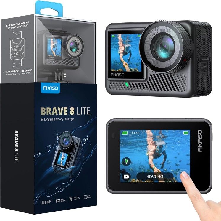 AKASO BRAVE 8 Lite 4K 60FPS Action Camera New Sealed