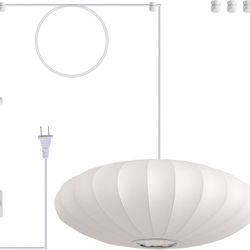 White Lantern Plug-In Pendant Light