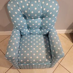 Blue Childrens Recliner Chair Poka Dot