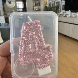 GLITTLER PINK NUMBER 4 CANDLE 