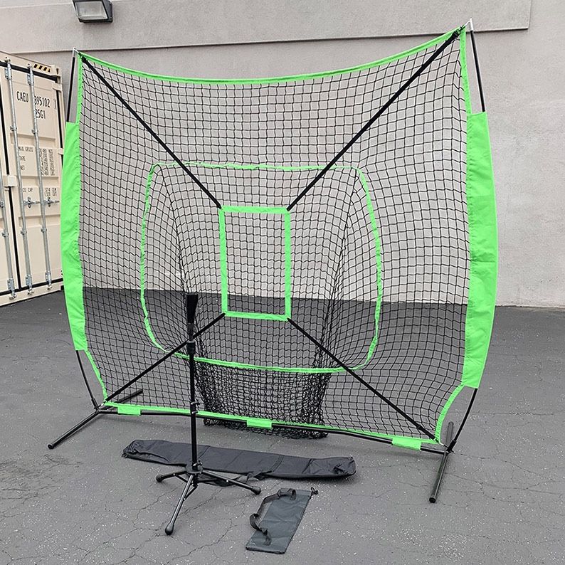 (New in box) $70 Baseball Softball (7x7’ Net & Ball Tee Set) Practice Hitting & Pitching Net w/ Carry Bag