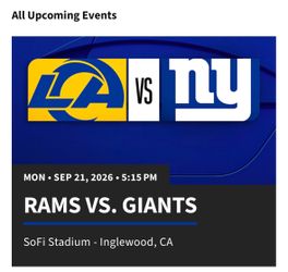 LA Rams vs Giants 9/21/2026