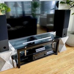 TV Stand / Media Console - Tempered Glass Shelves With Cord Management!