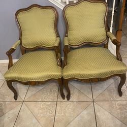 Antique armed Accent Chairs  tan Green Color in a Very Good Condition
