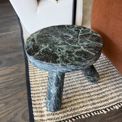 CB2 Marble Side Table – Sculptural Designer Piece