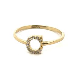 Woman’s Ladies 14k Yellow Gold C Initial Ring With CZ Accents Size 7.5 GP3120270
