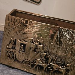 Vintage Midcentury 1970s Magazine HOLDER home Decor Gold
