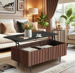 Brown and black lift top coffee table