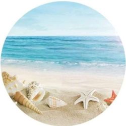 NEW! 7'x7' Round Fabric Hawaiian Seaside Beach Backdrop for Photoshoot Prop or party decoration