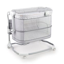 Ingenuity Dream & Grow Bedside Baby Bassinet 2-Mode Crib 0-12 Months, Adjustable Height - Dalton (Grey)
