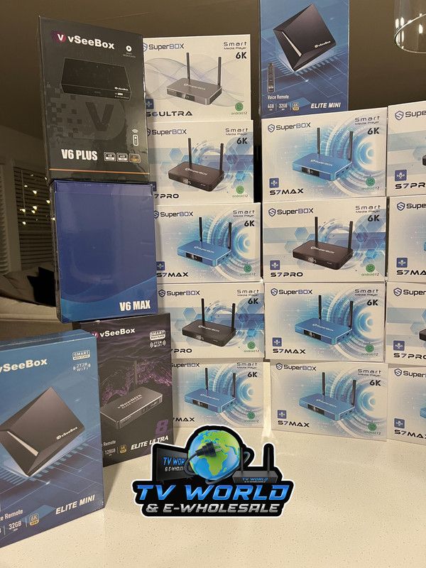 SuperBOX Super box S7 Models Max, S7 Pro, S6 Ultra, Supreme & Vsee V6 Plus, V6 Max Vsee Elite Mini, Elite Ultra 8 Authorized Wholesale distributors