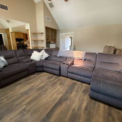 Charcoal Grey Couch & Recliner 