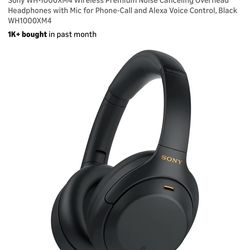 Sony WH-1000XM4 Wireless Premium Noise Canceling Overhead Headphones with Mic for Phone-Call and Alexa Voice Control, Black WH1000XM4