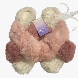 Stars Above Fuzzy Cross Band Slippers Pink Size XL 11 12 New