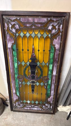 Stunning Large Antique Stained Glass Window
