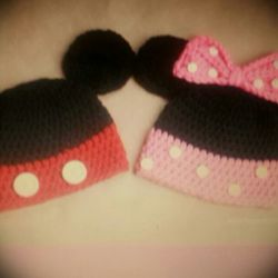 Baby Mickey and Minnie inspired hat and diaper cover set