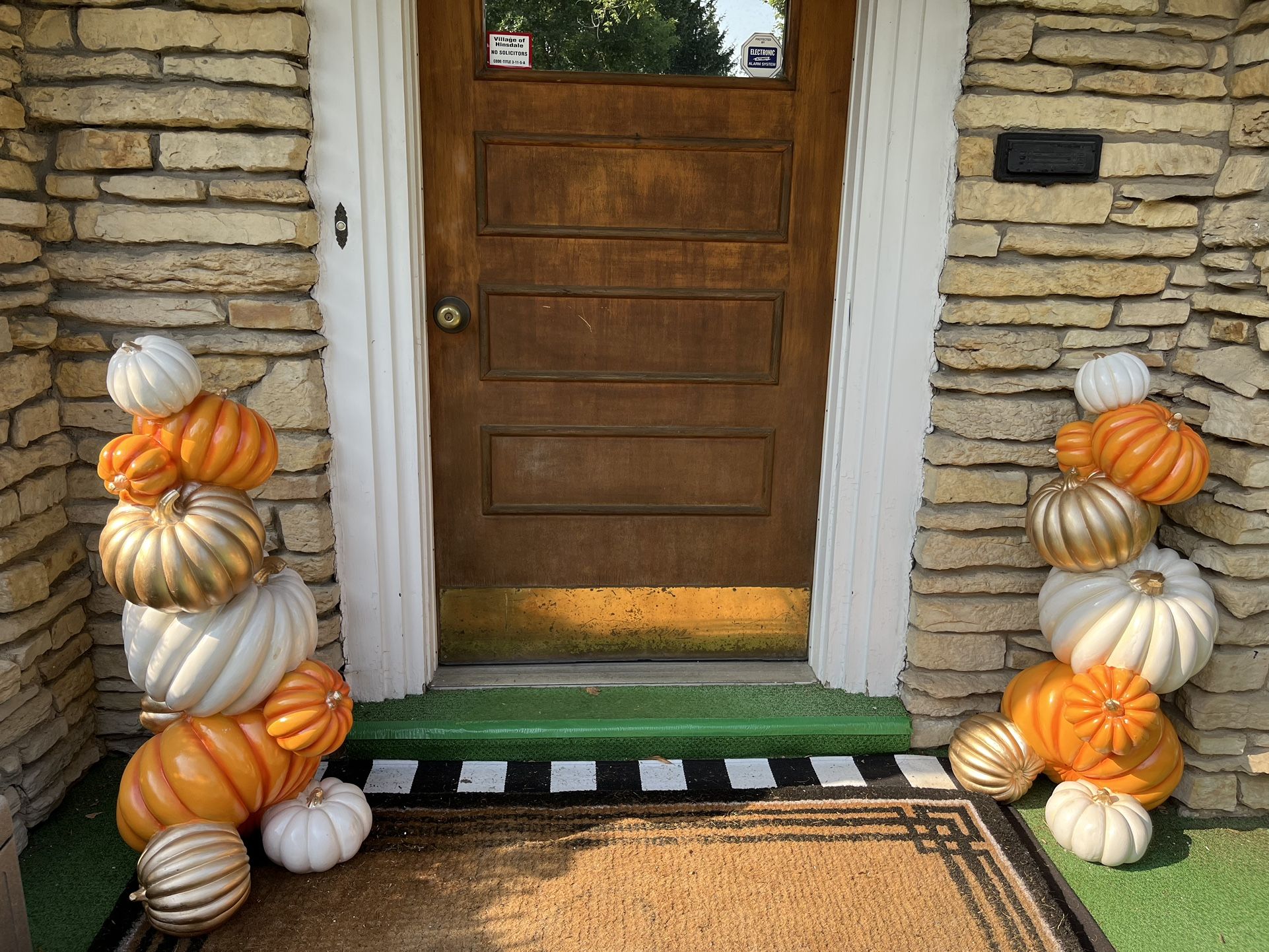 Set Of Two Matching topiary pumpkin towers 