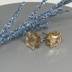 Swarovski Crystal Square Stud Light-Topaz Earrings