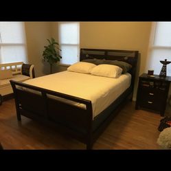 Bed frame and Nightstand And Matching Mirror