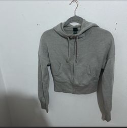 H&M Gray Cropped Zip-Up Hoodie
