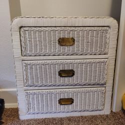 White Wicker Dresser 