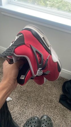 Air Jordan 4 Red Black White Sneakers side 10.5