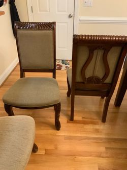 Chairs- 6 Wood Cushioned Dining Side Chairs