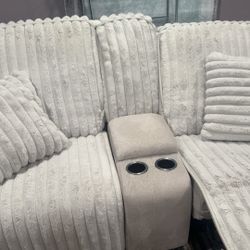 Light Gray Reclining Loveseat w/ Center Console