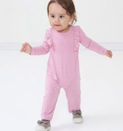 Little Sleepies Ruffled Romper in “Garden Rose”