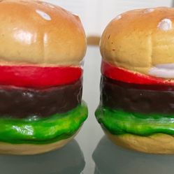 Hamburger Salt & Pepper Set Lighter is for scale! These are awesome! I never used them! Heavy plastic material 