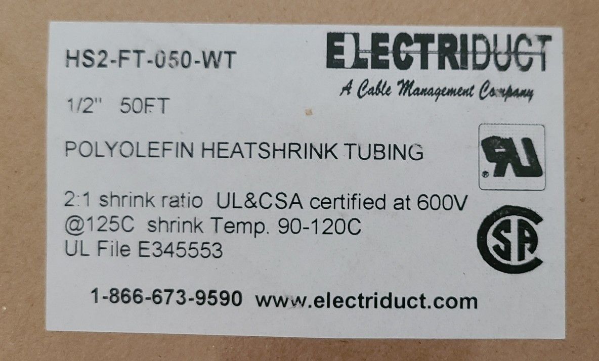 1/2" Heat Shrink Tubing - White
