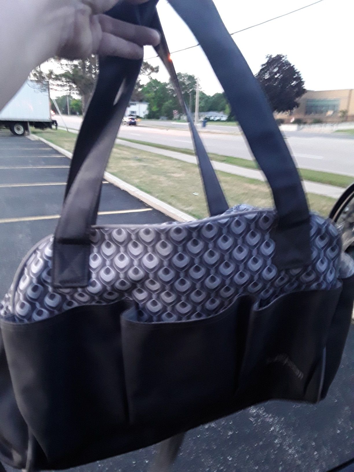 Grey Baby Trend diaper bag