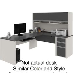 Bestar Commercial L-Shaped Desk With Hutch