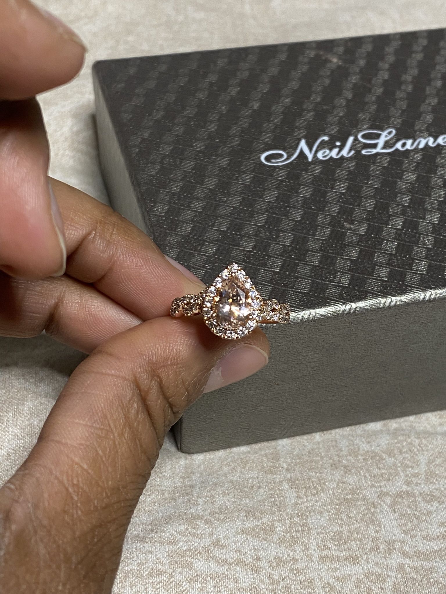 Neil Lane Rose Gold Morganite Ring. Size 8