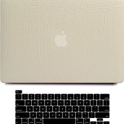 Leather Croc Laptop Hard Shell Case & Keyboard Cover for Mac Book Pro