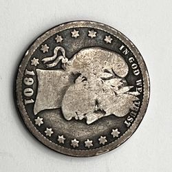 1901 Barber Quarter Coin