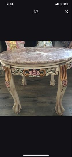 2 Italian Round Marble Top Side Table - Firm Price for Both!