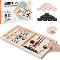 Fast Sling Puck Game Large Size，Sling Puck Game for Kids & Adults, Fast-Paced Fun Board Games for a Party with Friends for Family Game Night, Desktop 