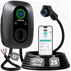 Level 2 EV Charger J1772 48A 11.5kW 240V Home Charging Station 25FT Cable WiFi ETL UL Listed