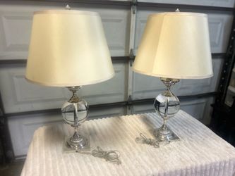 Modern Chrome & Glass Table Lamps (Set of 2) – Excellent Condition