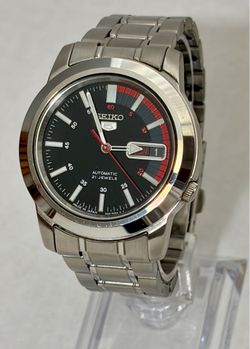 Seiko 5 Men's Automatic 21J Day/Date Exhibition SS Bracelet Black Dial