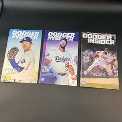 LA Dodgers Dodger Insider Magazine Lot Yamamoto Kershaw Vesia 3pc