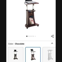 NEW IN BOX Sit To Stand Rolling Laptop Cart With Storage 