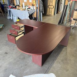 Work Desk L Shape Desk With Drawers 