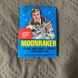 Unopen Pack  Of James Bond 007 Moonraker, Movie Card Sticker And Gum