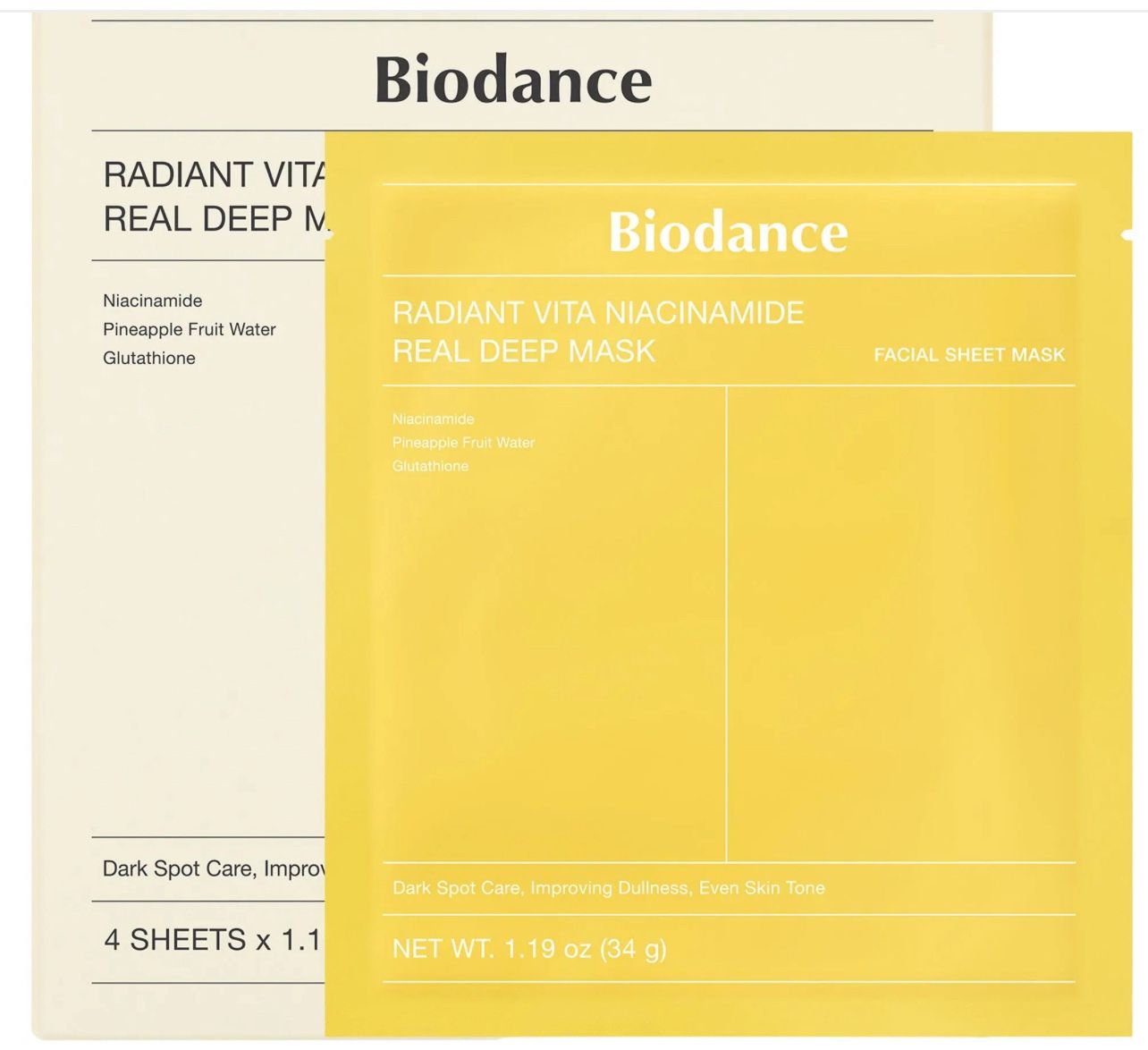 Bio dance RADIANT VITA NIACINAMIDE REAL DEEP MASK 4pack
