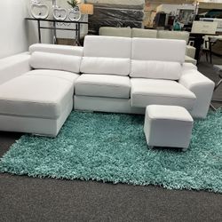🛋️🛏️MODERN SECTIONAL SET WHITE LEATHER🛋️🛏️