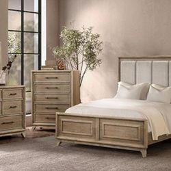 Brand New White Oak 4pc Queen Bedroom Set (Available In Eastern King)
