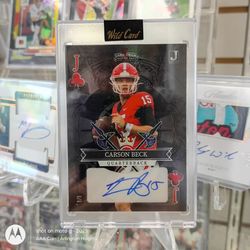 Rare 1/1 Carson Beck Autographed 2024 Wild Card Stacked Deck Trading Card