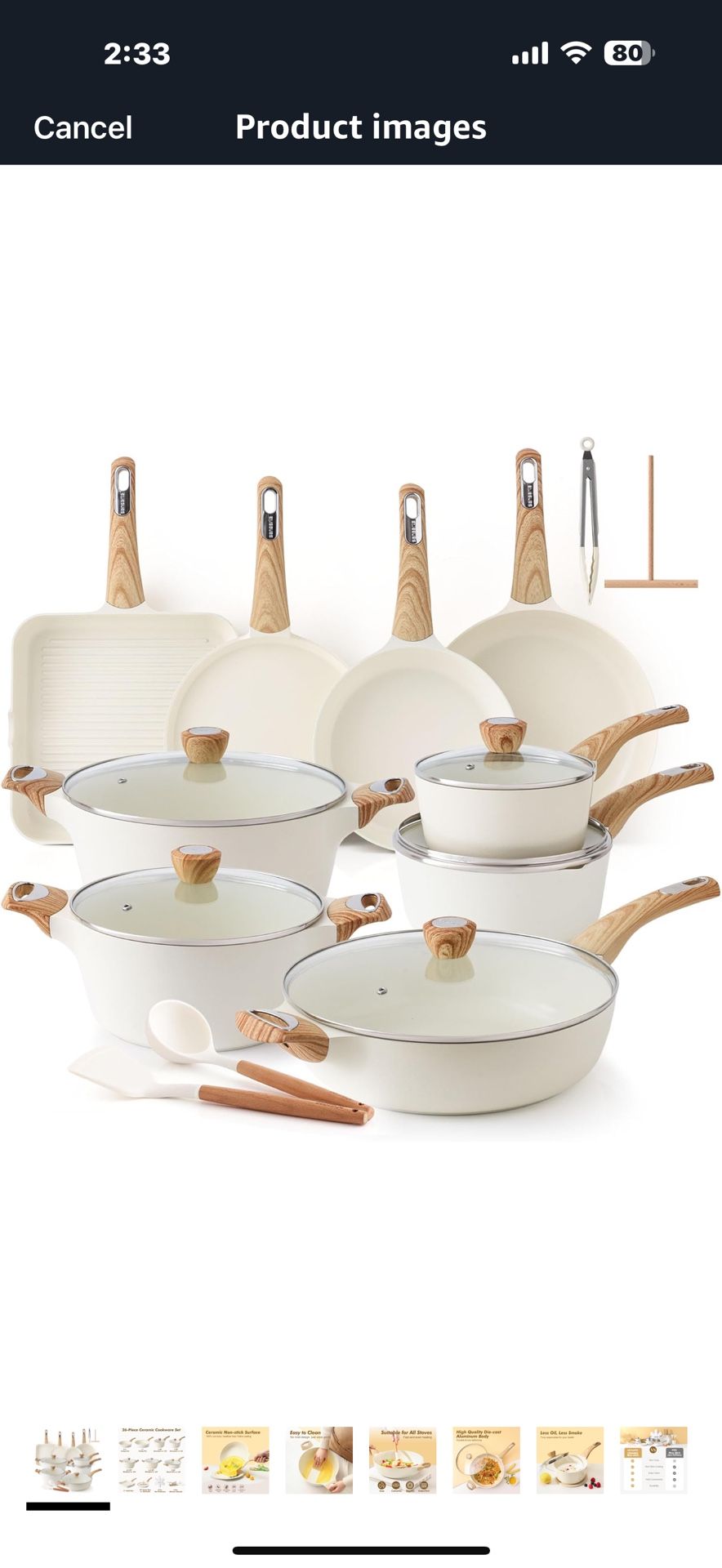 SENSARTE Ceramic Cookware Sets, Pots and Pans Set Non stick, Non toxic Healthy Induction Cookware, 26 Pcs Nonstick Kitchen Cooking Set, w/Frying Pans